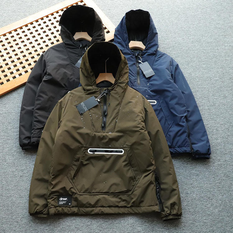 Unisex Outdoor Cotton Jacket - Export Spain Windproof Water-Resistant Hooded Loose Casual Coat
