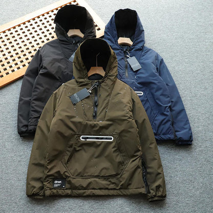 Unisex Outdoor Cotton Jacket - Export Spain Windproof Water-Resistant Hooded Loose Casual Coat