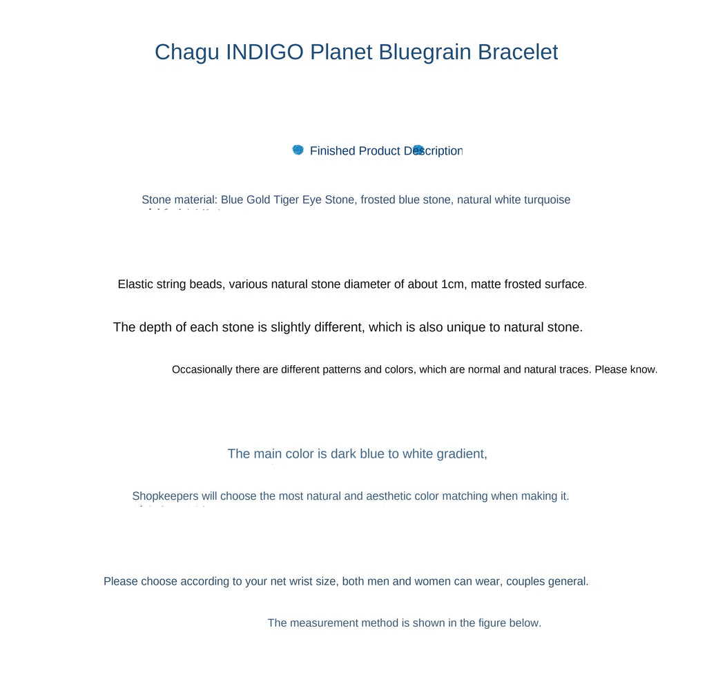 Original Planet Blue Vein Stone Bracelet Gradient Matte Stone Couple Artistic Mountain Sea Natural Bracelet