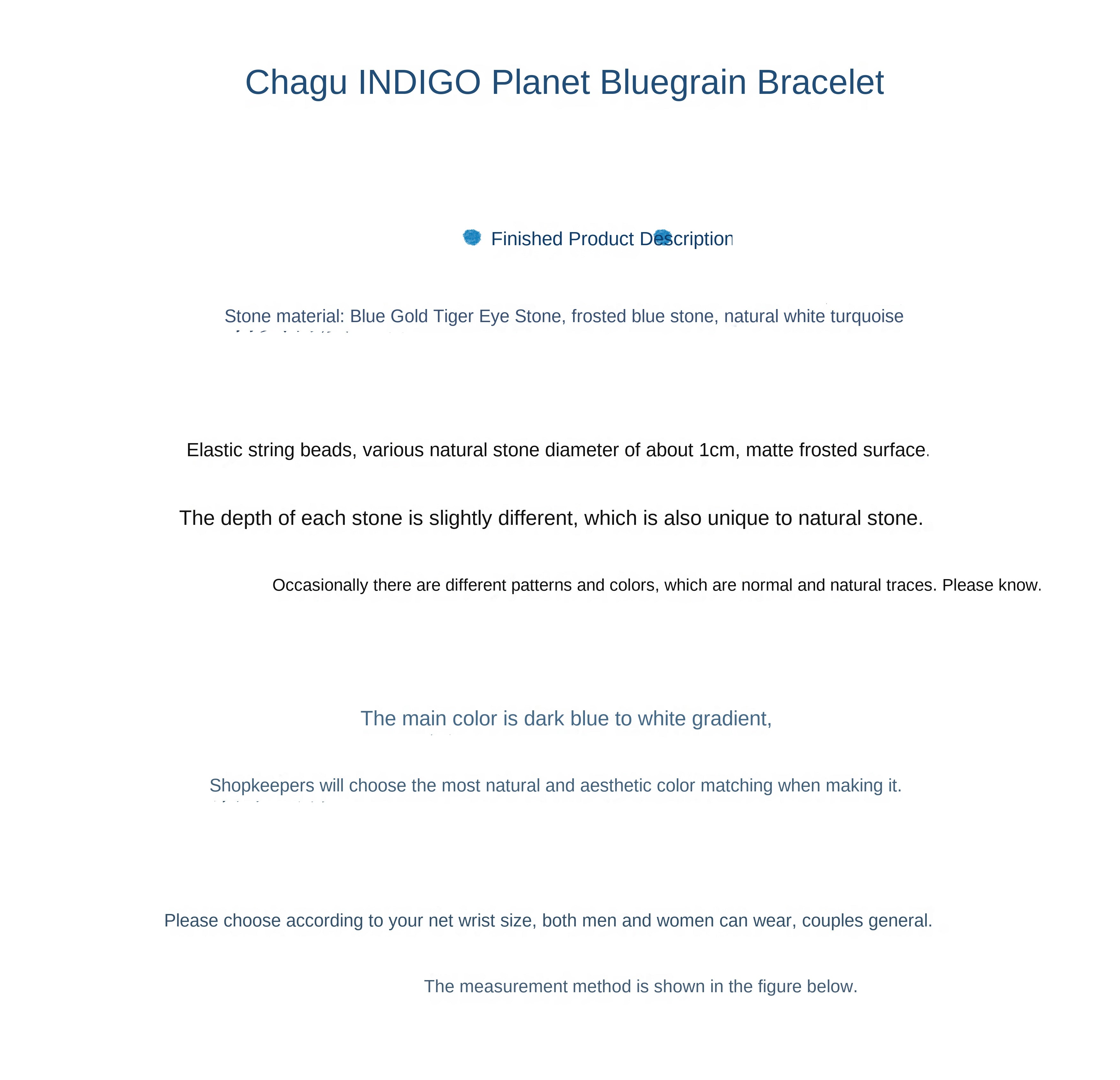 Original Planet Blue Vein Stone Bracelet Gradient Matte Stone Couple Artistic Mountain Sea Natural Bracelet