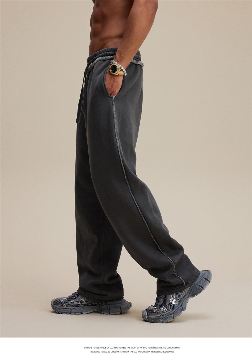 Heavyweight Fleece Washed Straight Sweatpants – Loose Casual American Style