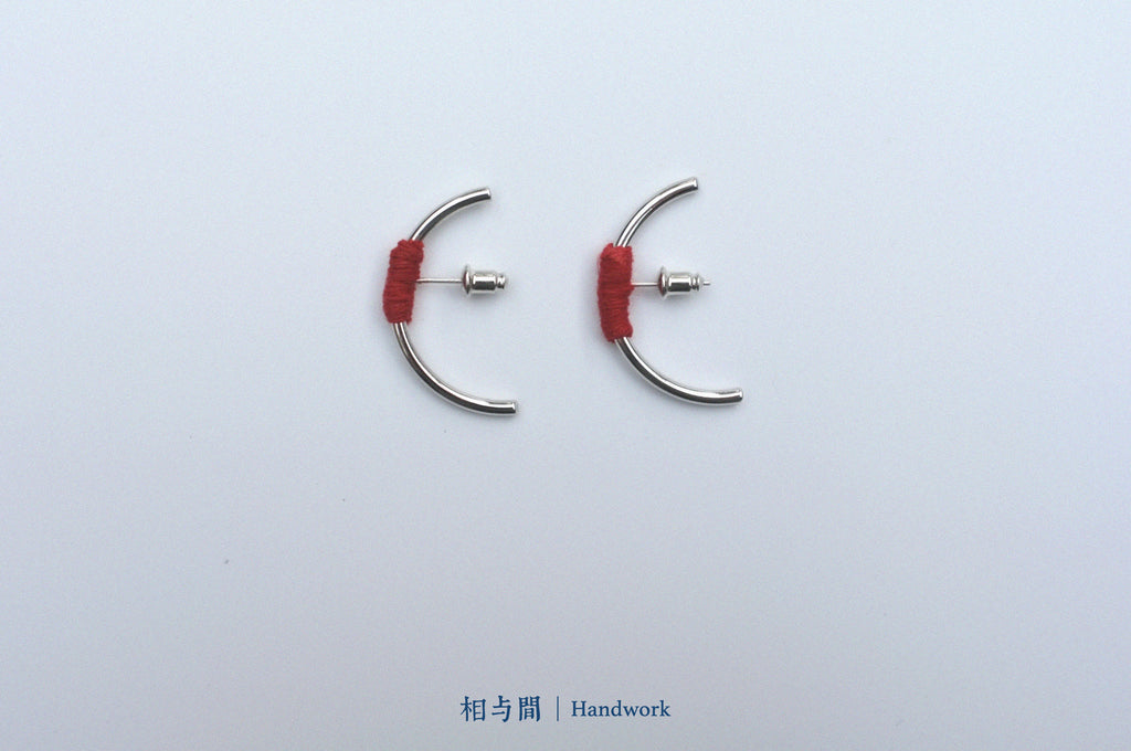 Original New Year Red Plant-Dyed Earrings Handmade Geometric Niche Personality Ear Jewelry 925 Silver Ear Studs