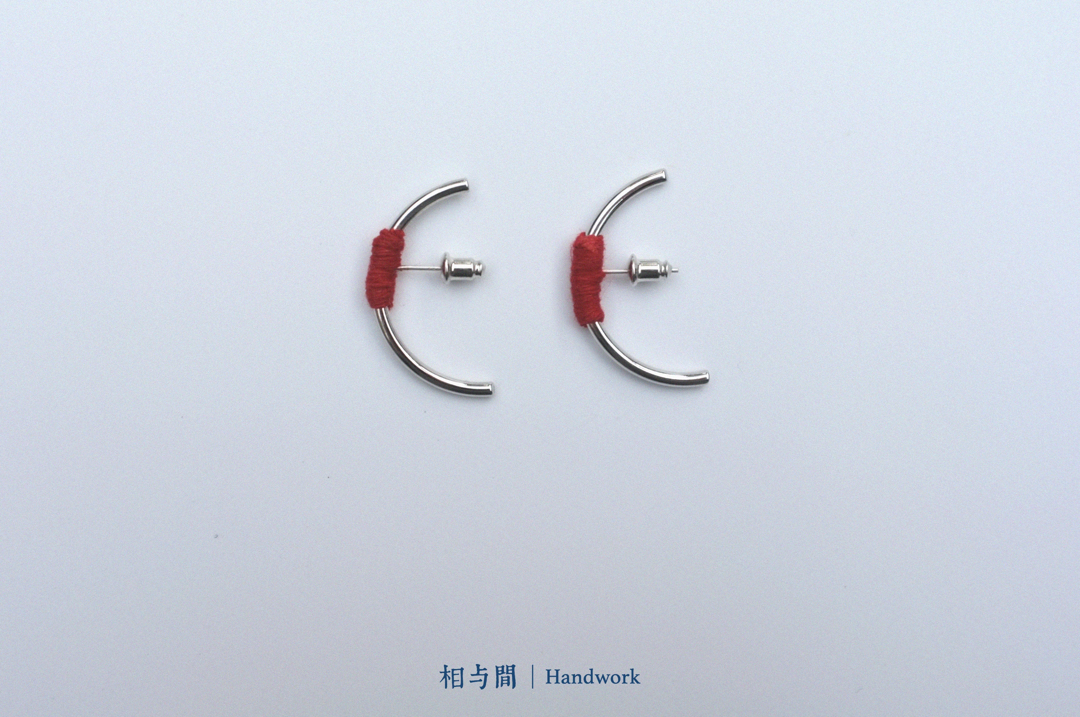 Original New Year Red Plant-Dyed Earrings Handmade Geometric Niche Personality Ear Jewelry 925 Silver Ear Studs