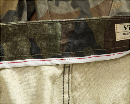 Men's American Retro Logging Work Pants - Loose Straight Washed Cotton Camouflage Casual Pants