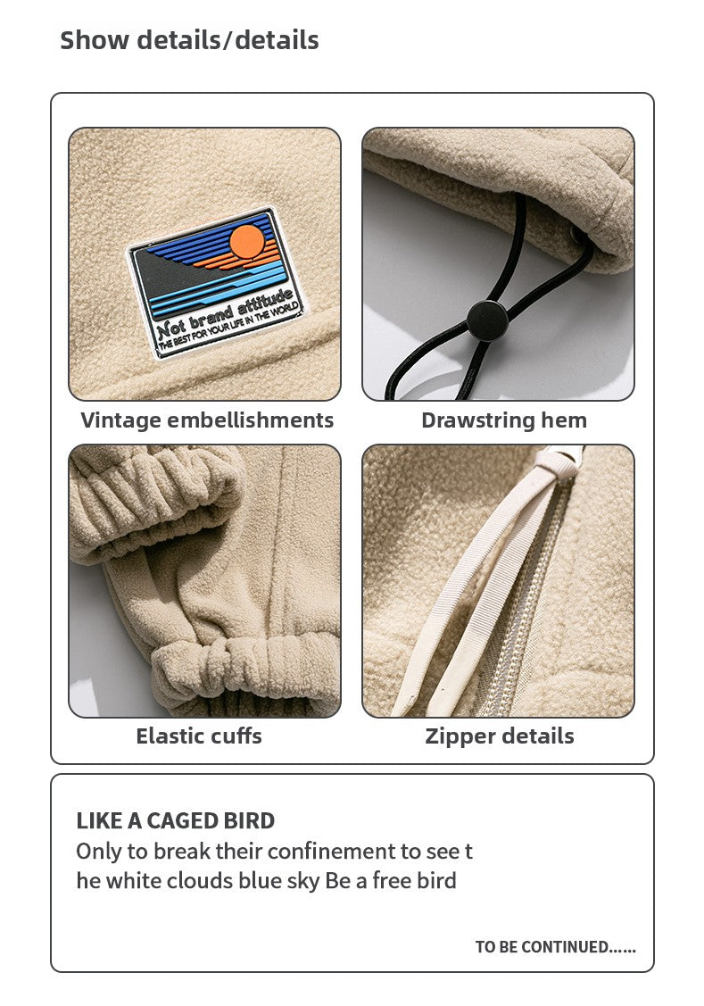 Men's Winter Fleece Cardigan - Trendy Loose BF Style Stand Collar