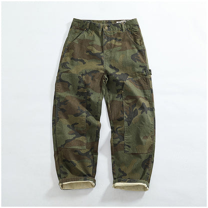 Men's American Retro Logging Work Pants - Loose Straight Washed Cotton Camouflage Casual Pants