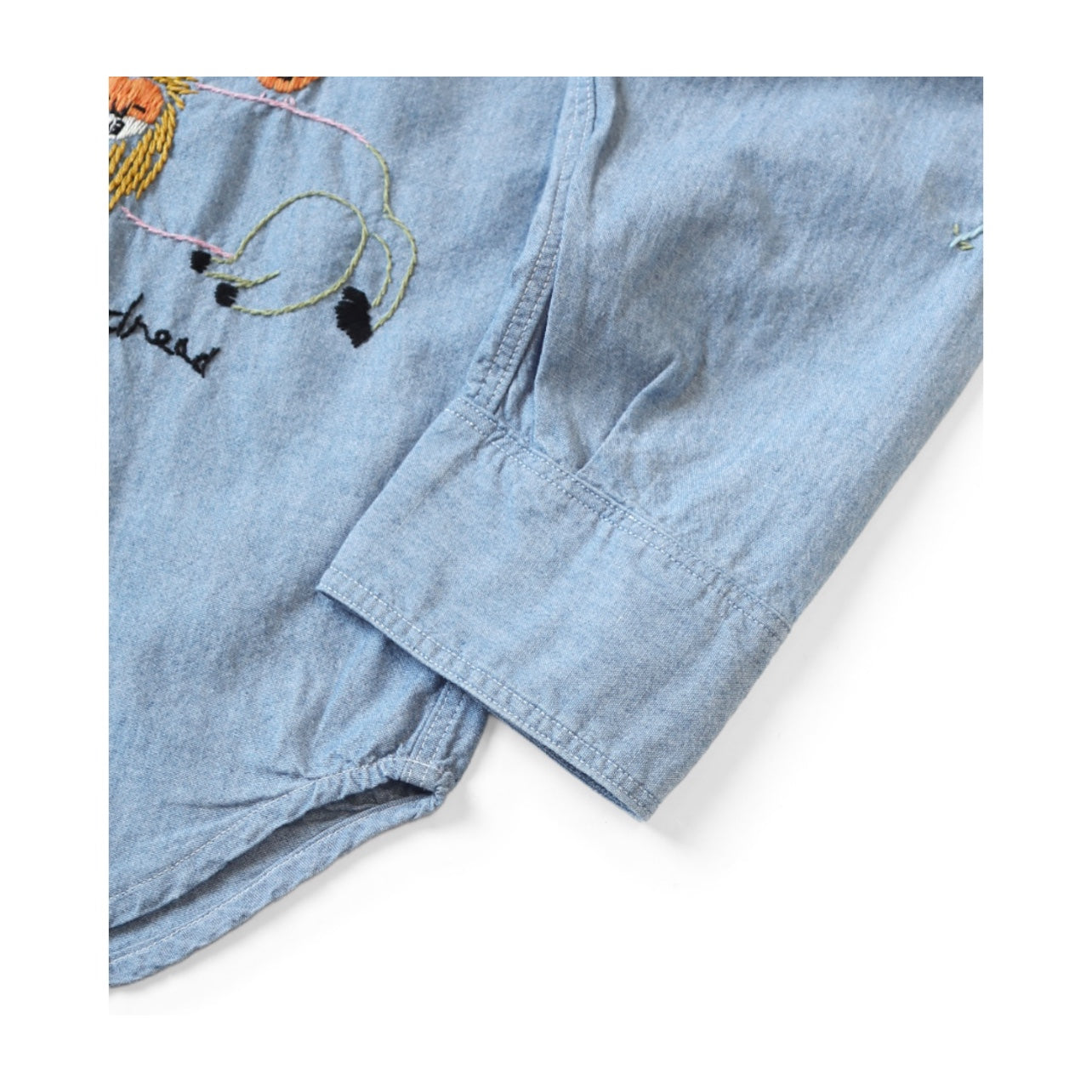 25AW Japanese Style Casual Lion Floral Embroidery Turn-down Collar Cotton Long Shirt