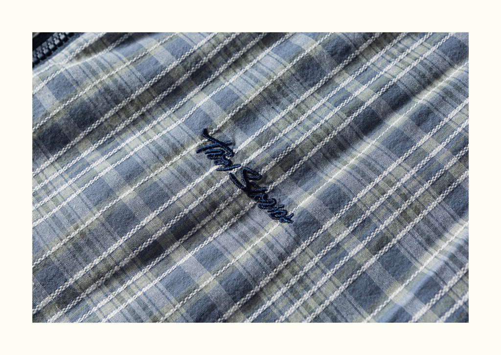 American Retro Workwear Plaid Shirt – Loose Zip-Pocket, Turn-Down Collar (Unisex)