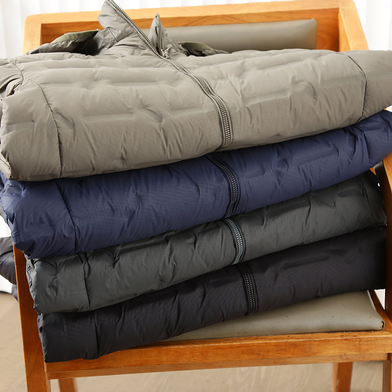 Men's Plus Size Hooded Down Jacket - Export Overstock Fully Glued Filled Lightweight Warm Autumn Winter Coat