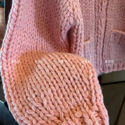 Women's 2025 Winter Retro Street Style Sweater Coat - Handmade Thick Knit Warm Versatile Casual Outerwear