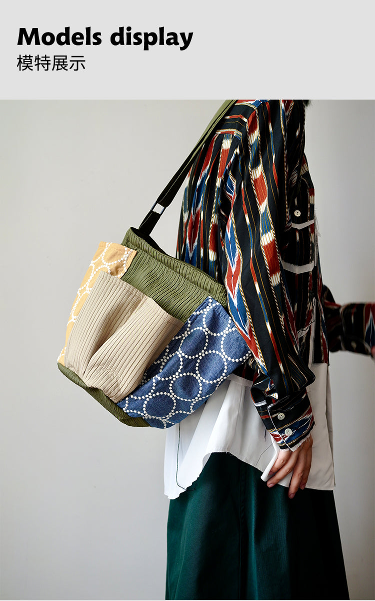 Original Patchwork Large Capacity Crossbody Bag Retro New Chinese Style Embroidered Tote Bag for Women