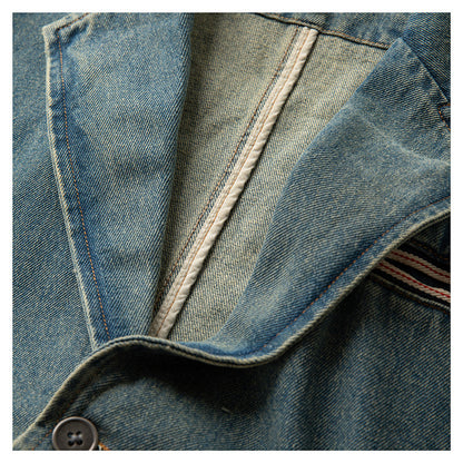 Japanese Retro Washed Distressed Denim Blazer - Loose Casual Jacket 2025 (Men)