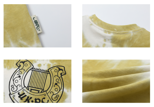 UKPC Organ Horseshoe Angel Tie-Dye Short Sleeve Street American Print Trendy Brand Couple Cotton Loose Half Sleeve National Trend