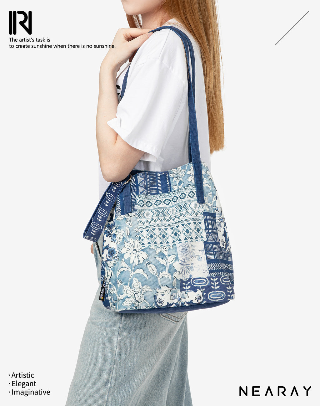 Original Blue and White Handheld Shoulder Crossbody Bag Versatile Niche Literary Casual Commuter Bag