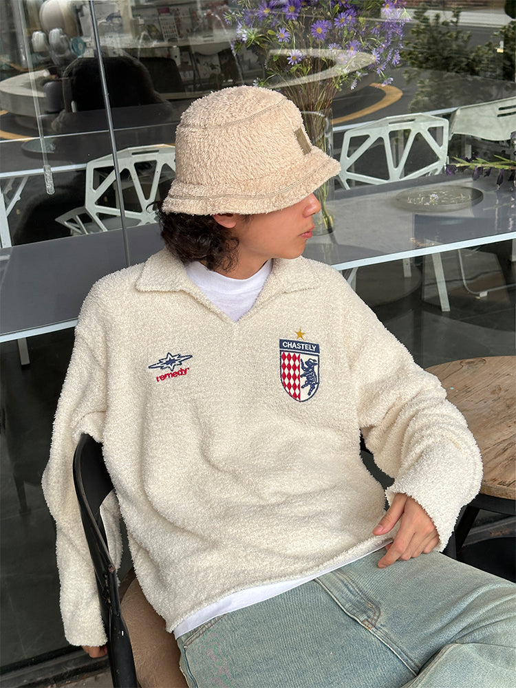 Remedy Inge Sheep” Embroidered Unisex Sweater – American Turn-Down Collar Spring/Autumn Knit