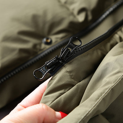 Men's Plus Size 800 Fill Power Mid-Length Down Jacket - Euro-American Style Hooded Thickened Cold-Resistant Warm Coat