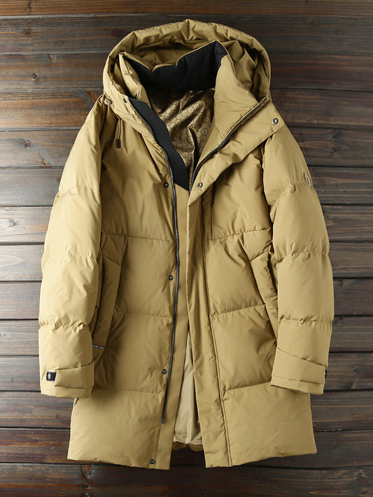 Men's Plus Size Mid-Length Down Jacket - 800 Fill Power Thickened Cold-Resistant Export Factory Overstock Warm Coat