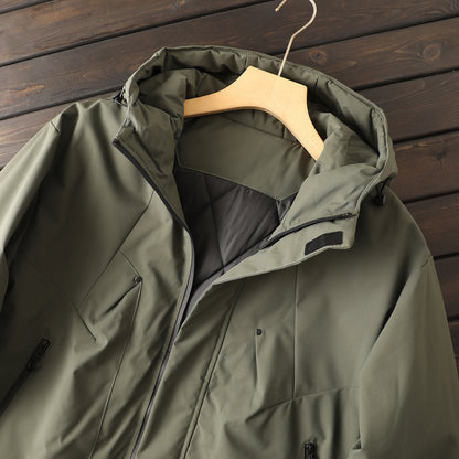 Men's Plus Size Euro-American Style Winter Jacket - Windproof Waterproof Hooded Thickened Cotton Coat