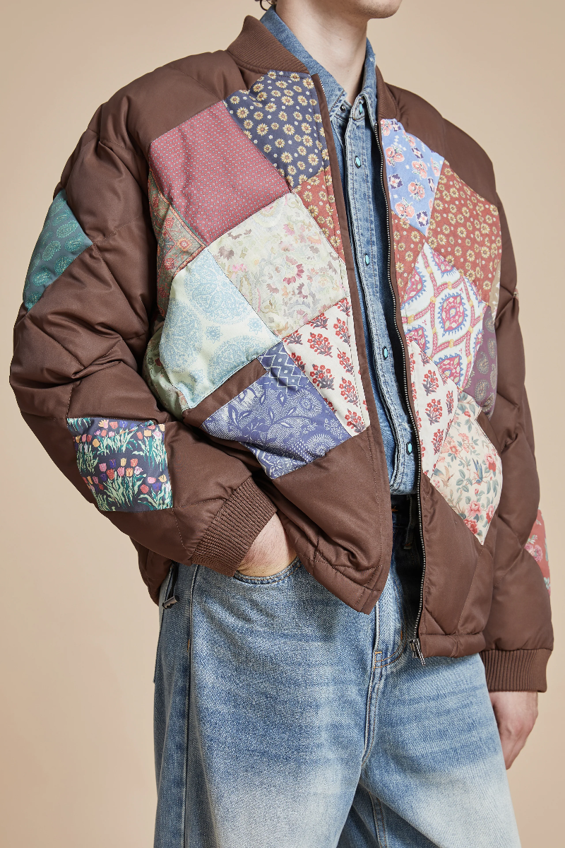 retro Ethnic Style Diamond Patchwork Cotton Jacket