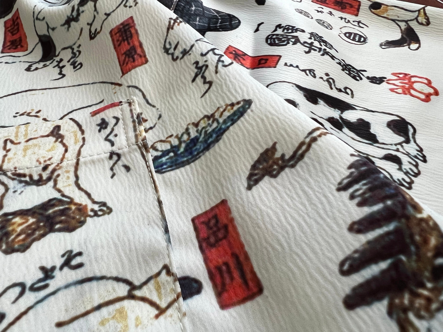 Ukiyo-E Patchwork Style Loose Drape Hawaiian Cuban Collar Printed Aloha Shirt Short Sleeve Shirt