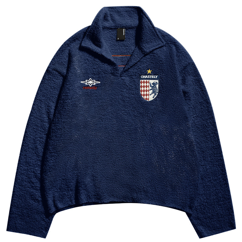 Remedy Inge Sheep” Embroidered Unisex Sweater – American Turn-Down Collar Spring/Autumn Knit