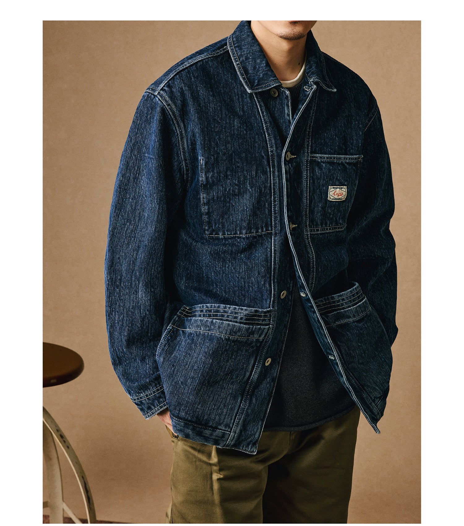 Heavyweight 15 oz Fermented-Wash Distressed Denim Jacket – Retro American Iron-Style (Unisex)