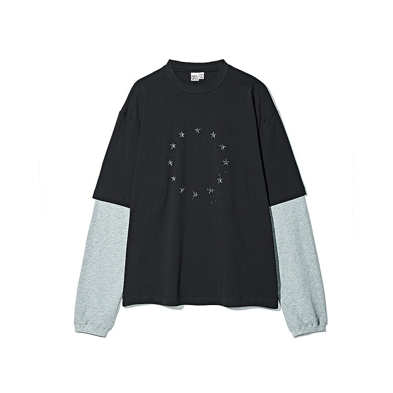 Vintage Two-Piece Look Striped Long Sleeve T-Shirt – Washed Cotton (Men)