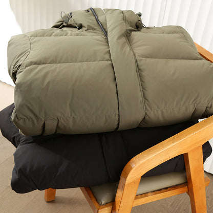 Men's Plus Size 800 Fill Power Mid-Length Down Jacket - Euro-American Style Hooded Thickened Cold-Resistant Warm Coat