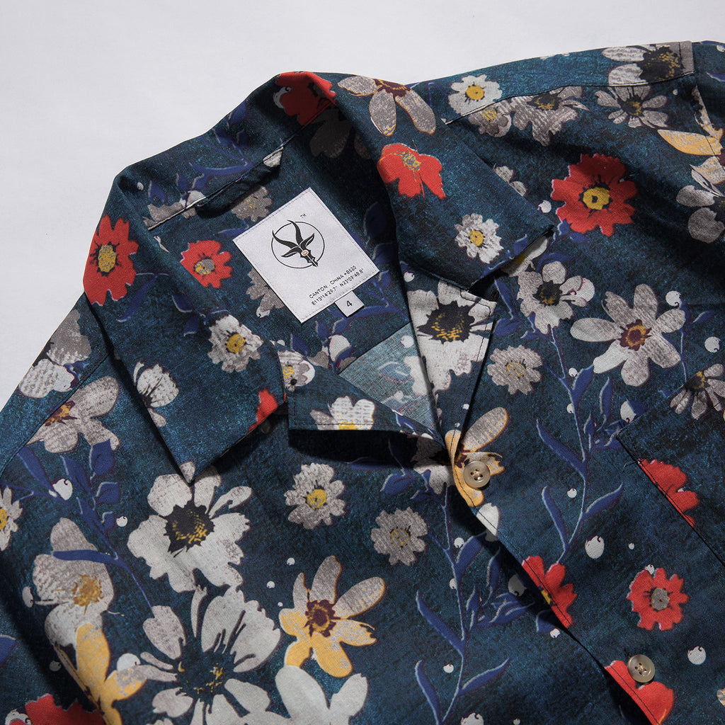 New Amekaji Retro Short Sleeve Shirt Printed Cotton Linen Shirt