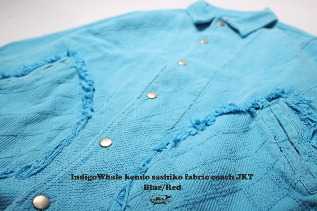 Custom Woven Kendo Sashiko Fabric Patchwork Frayed Pocket Washed Heavy Loose Coach Jacket