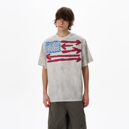 American Retro Dirty Short Sleeve T-Shirt for Men Ins Trendy Brand Fashion Cool Niche Top Couple Tee