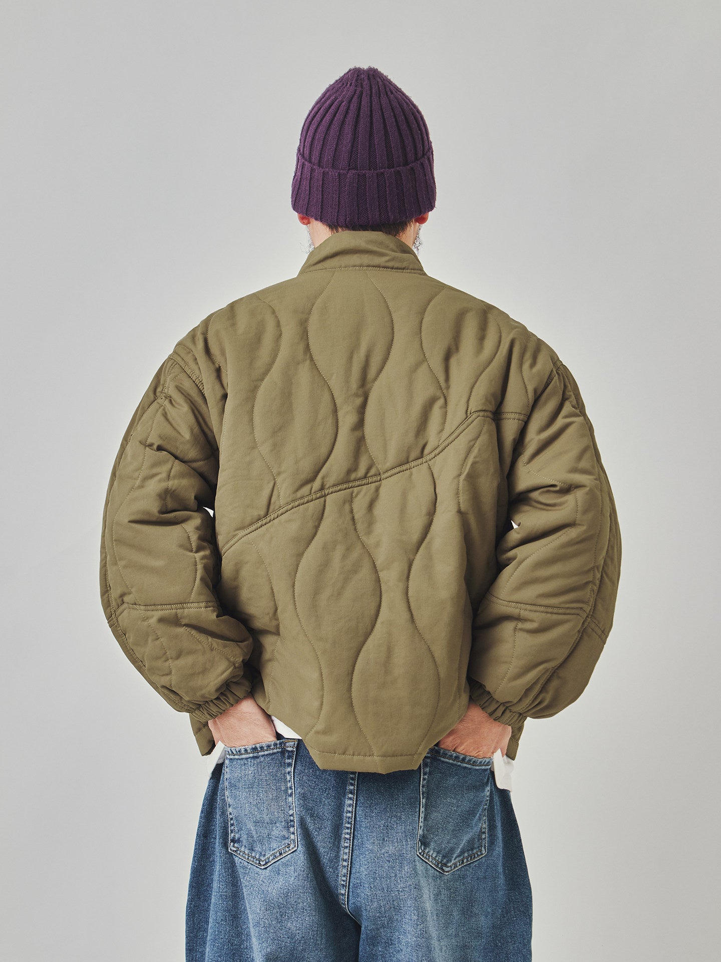 Stand Collar Cotton Padded Jacket - Large Pocket Thick Winter Coat (Men)