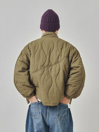 Stand Collar Cotton Padded Jacket - Large Pocket Thick Winter Coat (Men)