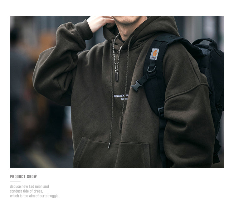 Unisex Vintage Fleece Hoodie - Hong Kong Style Thickened Loose Couple Sweatshirt