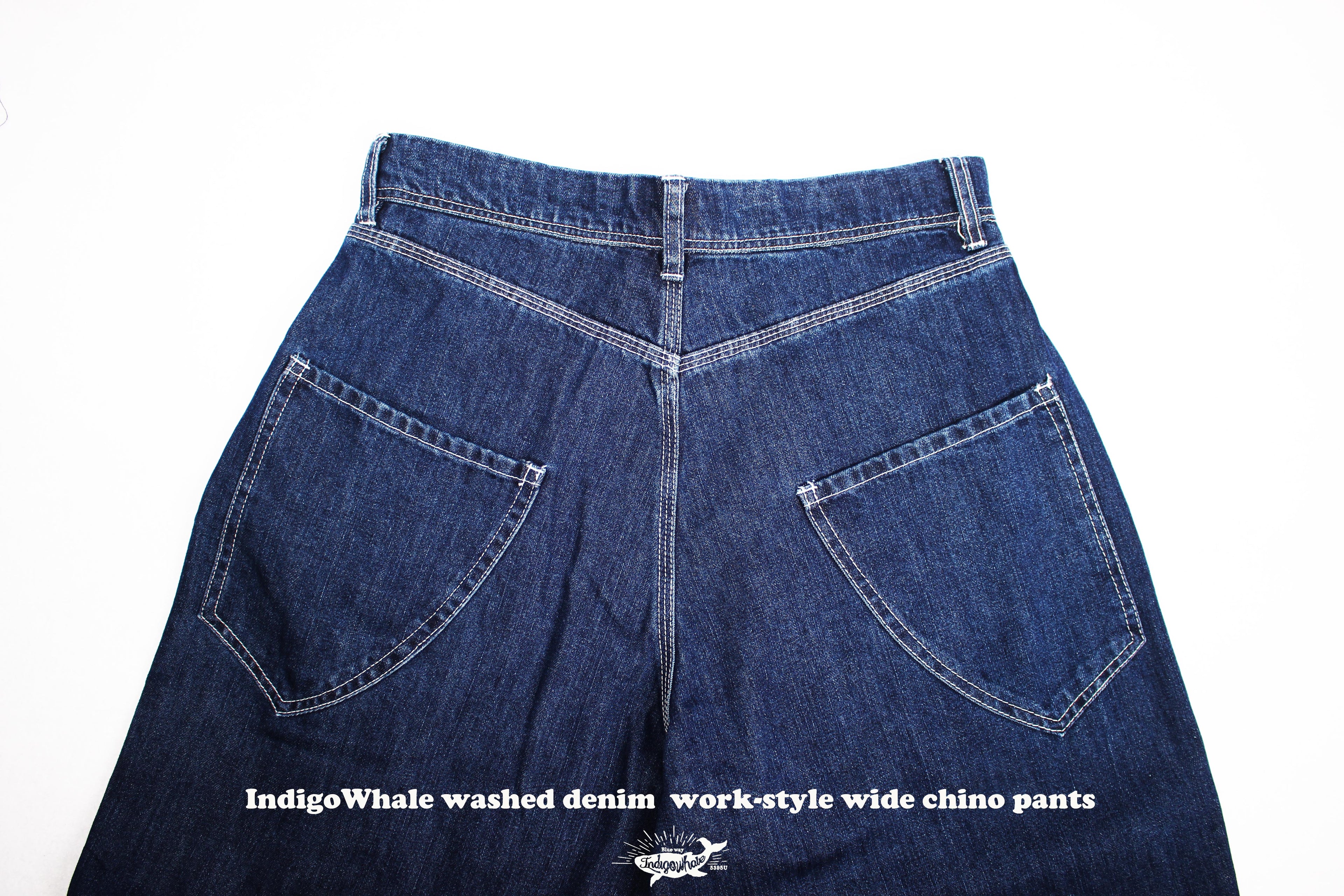 IndigoWhale High-Rise Button-Washed Denim Chino Jeans – Loose Straight Chino Style