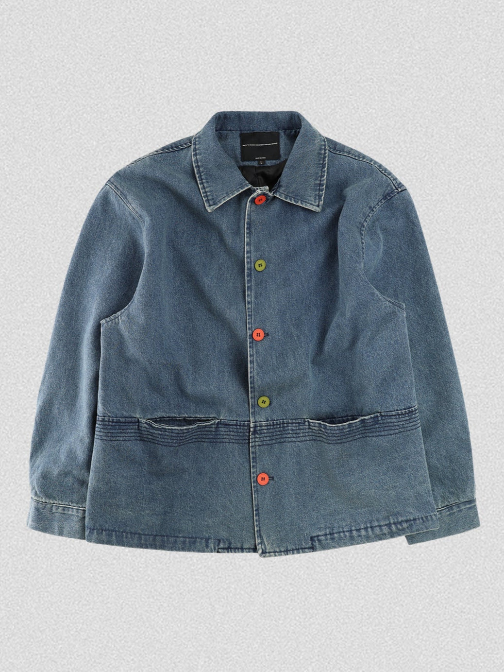 NOLO Edge Retro “Color-Button” Loose Denim Jacket – Washed Casual Workwear