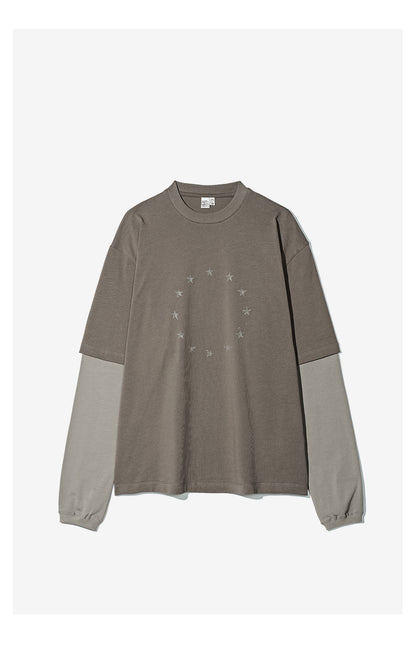 Vintage Two-Piece Look Striped Long Sleeve T-Shirt – Washed Cotton (Men)