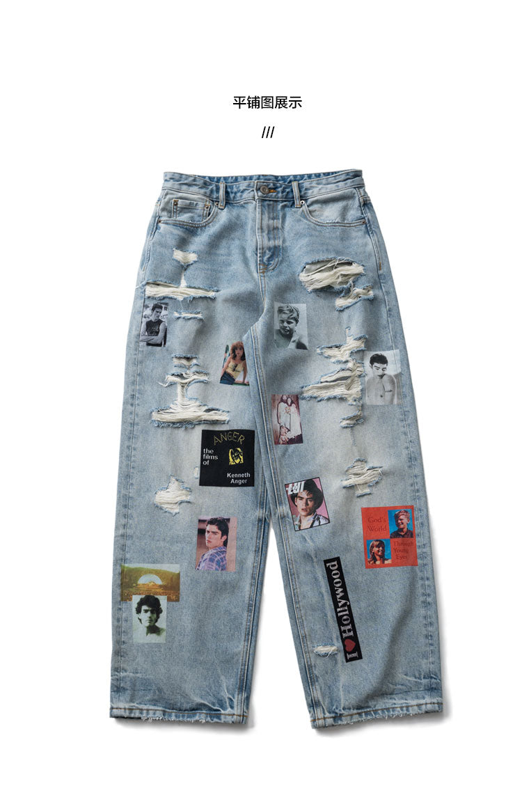 Retro Washed Graffiti Print Crewneck Sweatshirt – Distressed Loose Unisex