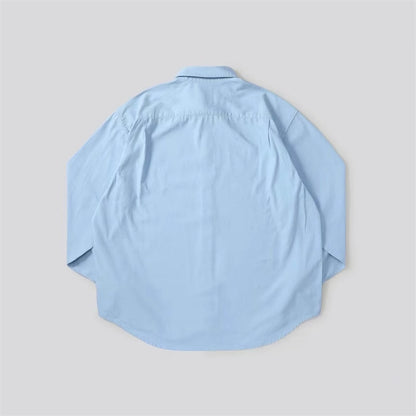 Long Sleeve Shirt Pure Cotton Japanese Style Simple Solid Color Shirt for Men