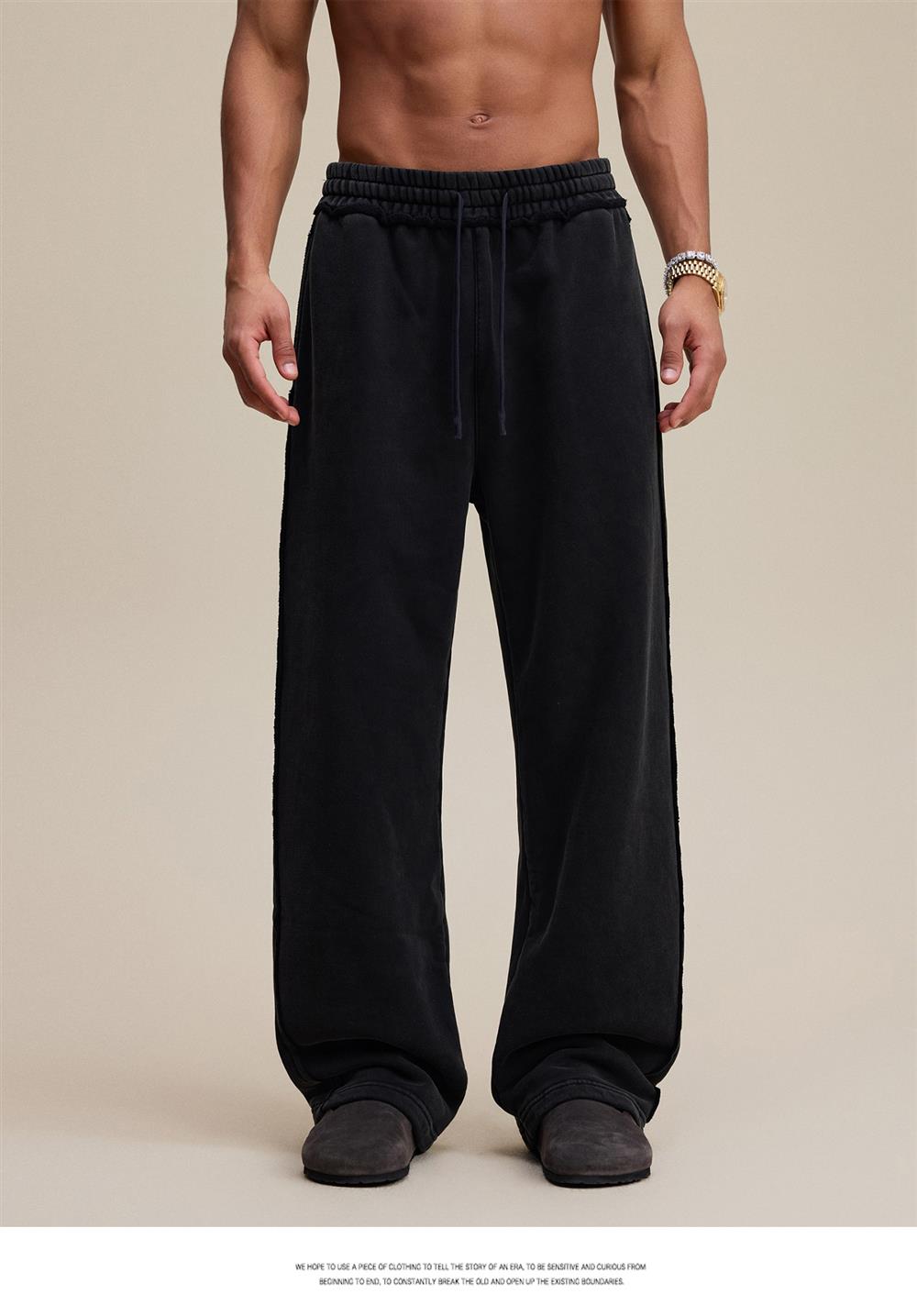 Heavyweight Fleece Washed Straight Sweatpants – Loose Casual American Style