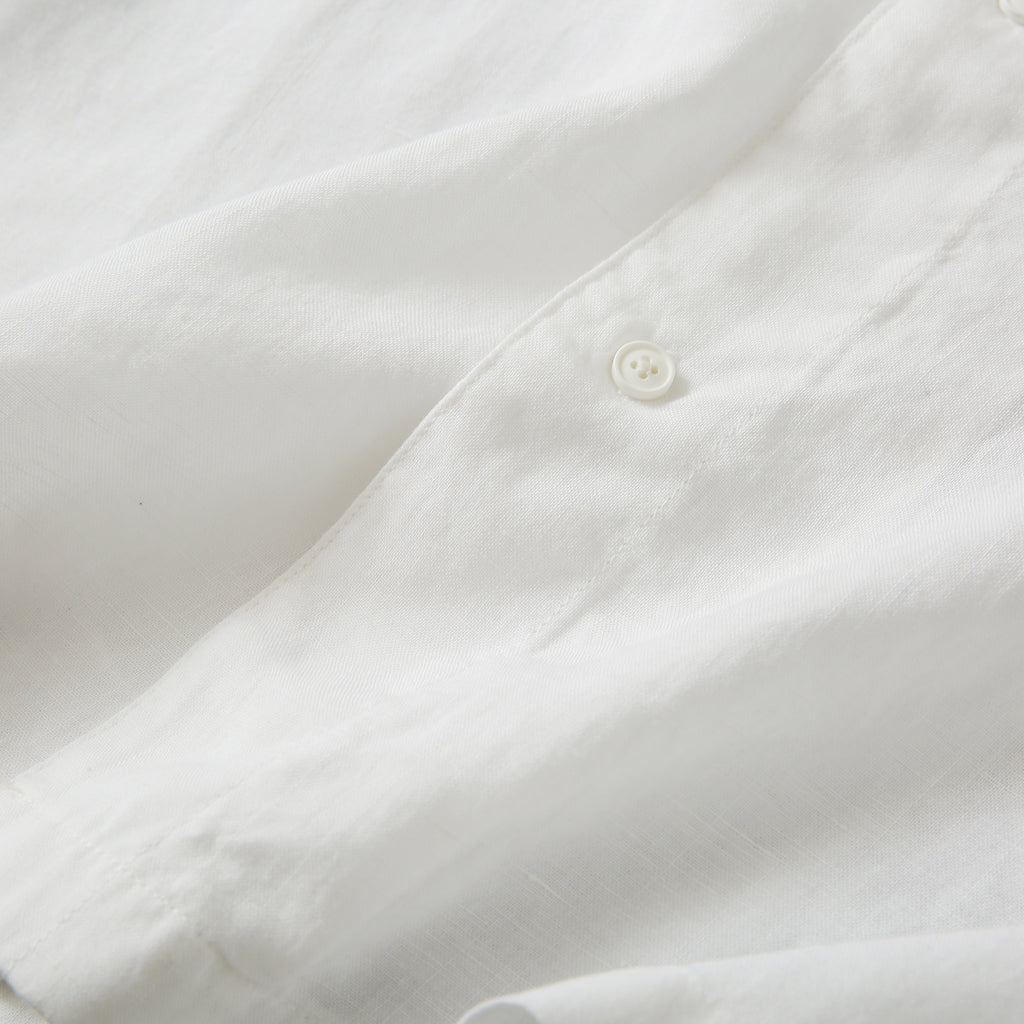 Cool Antibacterial Linen/Lyocell Men's Summer Turn-down Collar Loose Casual Short Sleeve Shirt Top