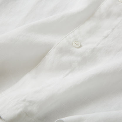 Cool Antibacterial Linen/Lyocell Men's Summer Turn-down Collar Loose Casual Short Sleeve Shirt Top