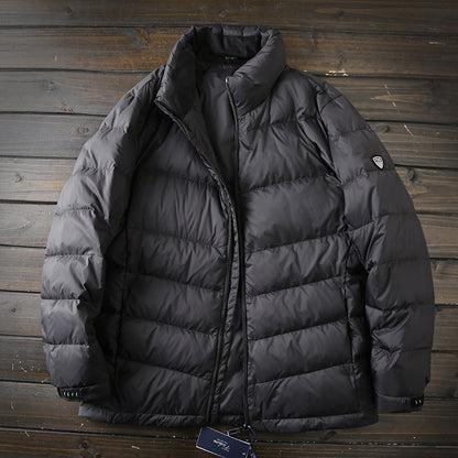 Men's Plus Size Lightweight High-Fluffy Down Jacket - Winter Stand Collar Warm Export Overstock Coat