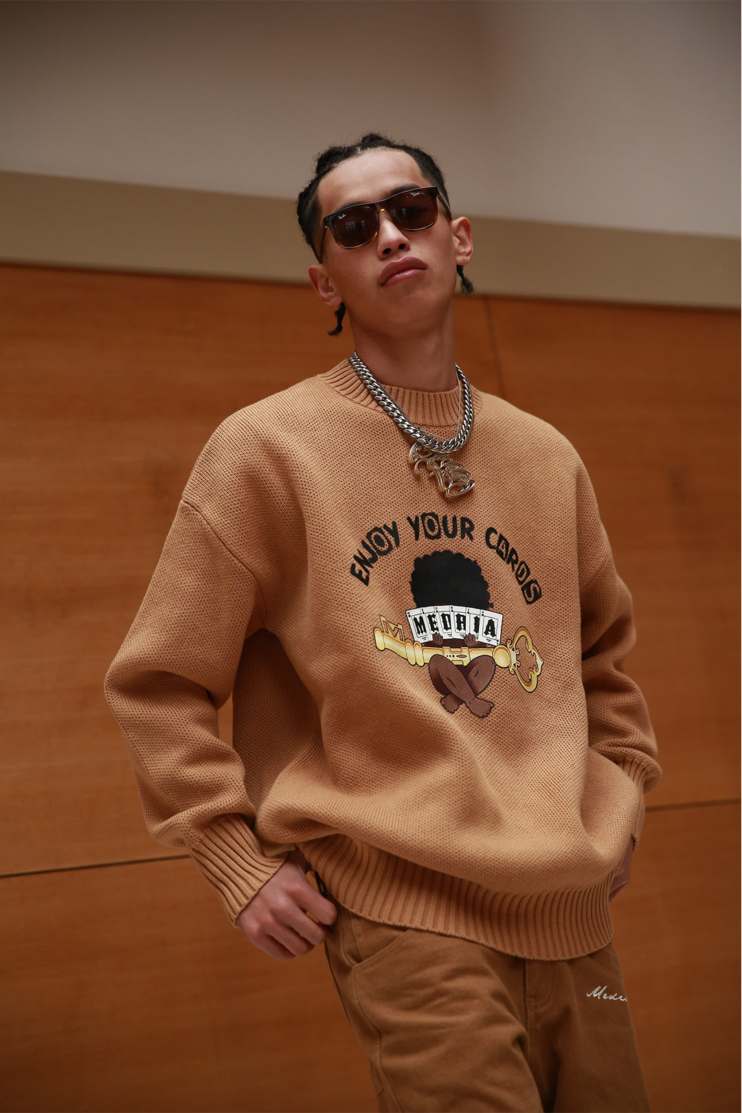 MEDRIA Autumn Winter Trendy Brand Street New Casual Warm Sweater Men Thick Loose Round Neck Couple Knitted Sweater