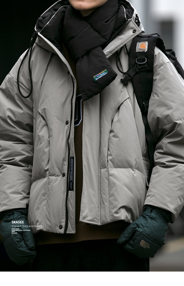 Cleanfit Deconstructed Patchwork Design Down Jacket for Men Winter Couples Outdoor Windproof Workwear 90 White Duck Down Coat