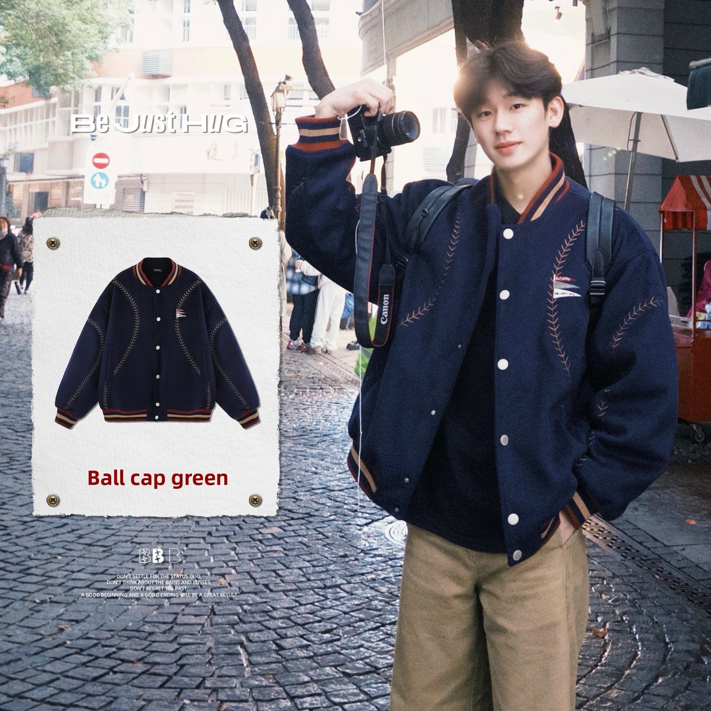 BJHG Quilted Baseball Jacket - American Style Color-Block Winter Coat (Unisex)