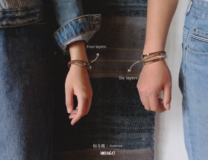 Original Design Multi-Layer Plant Dyed Cotton and Linen Handmade Bracelet 925 Silver Niche Tie-Dye Couple Bracelets
