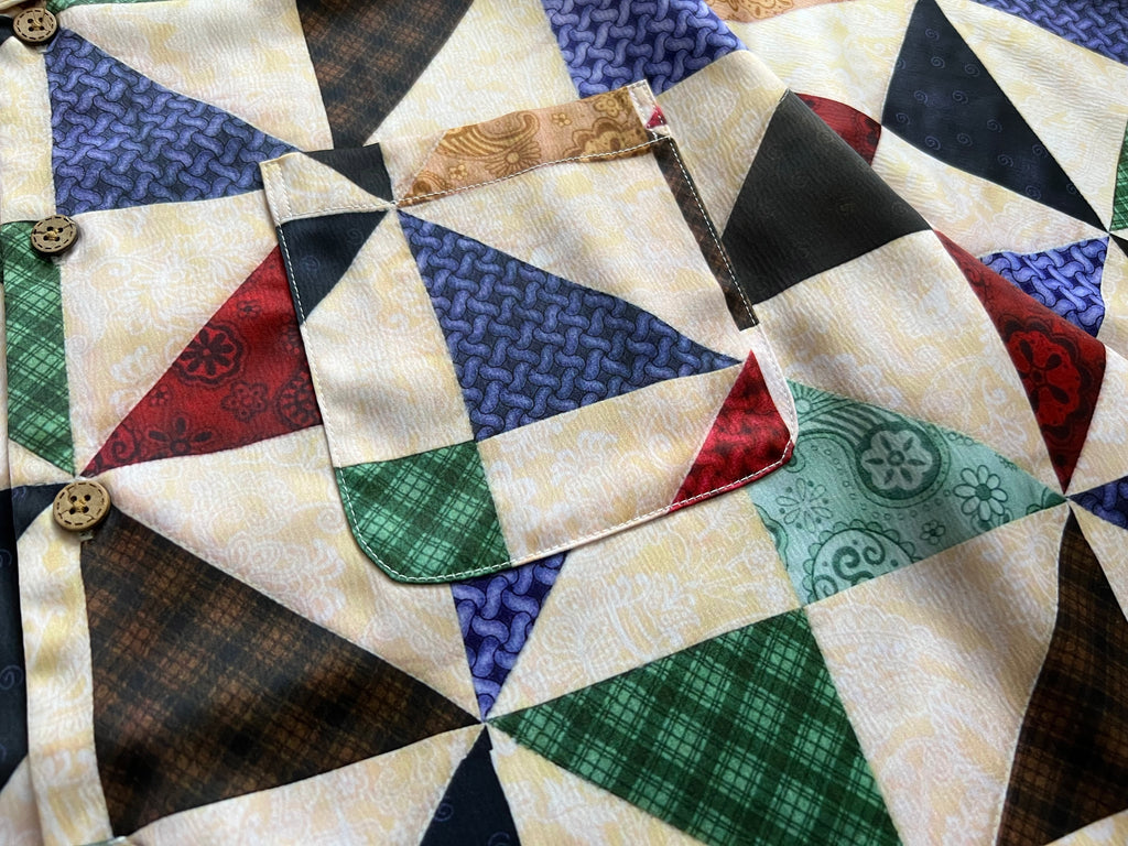 Ukiyo-E Patchwork Style Loose Drape Hawaiian Cuban Collar Printed Aloha Shirt Short Sleeve Shirt