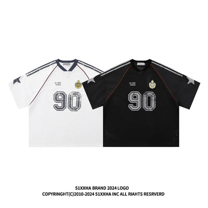 American Street Style T-Shirt for Men and Women 2025 Summer Rugby Jersey Short Sleeve Oversize Loose Casual Top