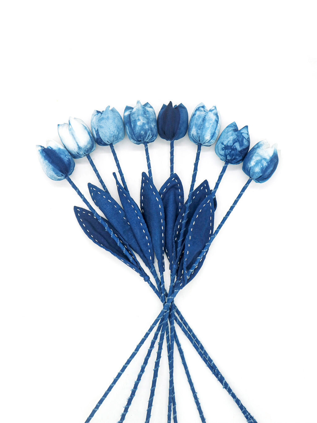 Tie-Dye Creative Gift Tulip Handmade DIY Fabric Artificial Flower Blue-Dye Environmental Creative Home Decor Homestay Soft Decoration Ornament